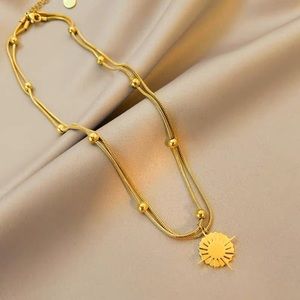 💎 BOGO❗️Sunshine gold necklace double layer jewelry titanium